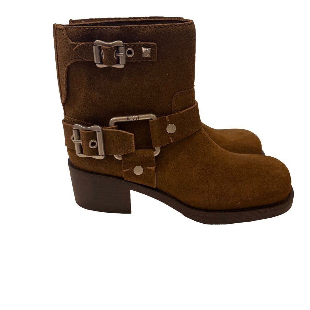 Ash Women’s Texas Boots Brown Suede, Buckles & Straps NEW Sz US 6.5 -7 EU 37 - Picture 1 of 11
